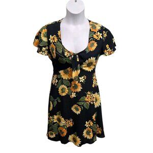 Black Swan By Lulus Cecily Sunflower Dress Womens Small Tie Front Fit And Flare